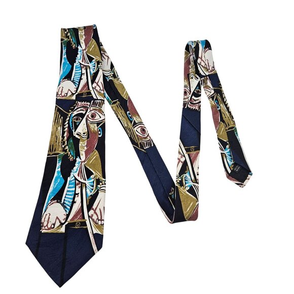 Picasso Collection Mens Necktie Silk Homme Assis 1995 Faces Italy Art Fashion - Picture 9 of 10